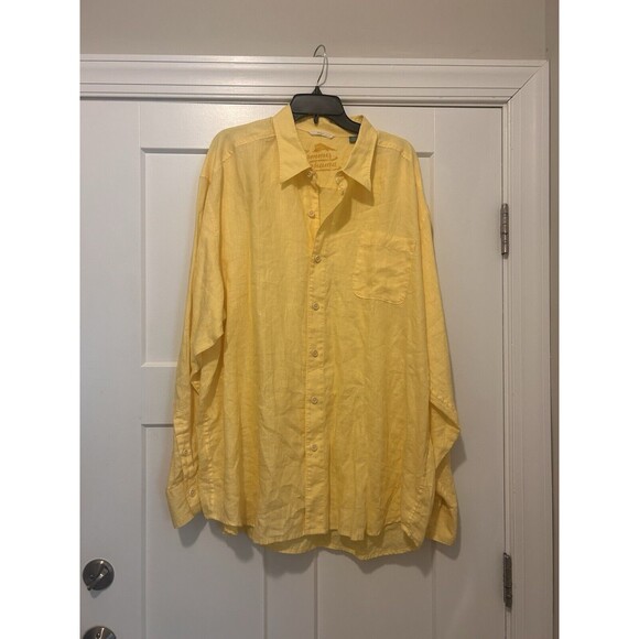 Tommy Bahama Shirt Men’s Size 2X Yellow Cruise Vacation Linen Lightweight Casual - Picture 1 of 5